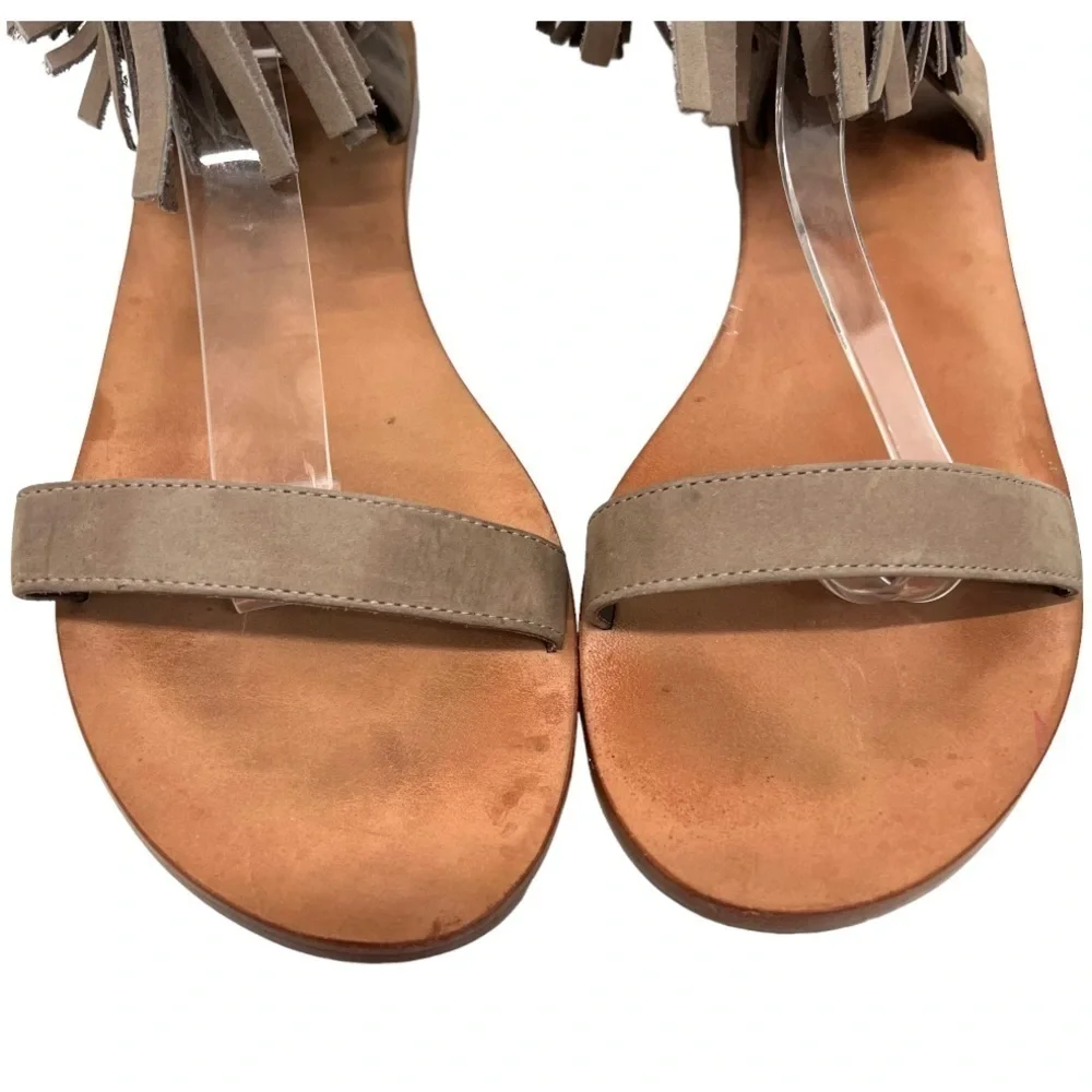 Kate Spade Alex Taupe Suede Fringe Sandals Women’s 9